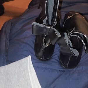 Black Boots with Bow Detail